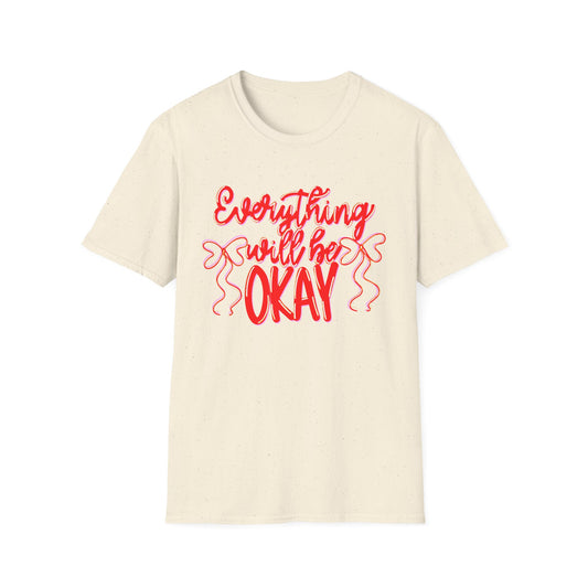 T-Shirt - Everything Will Be Okay Red Script Inspirational Tee