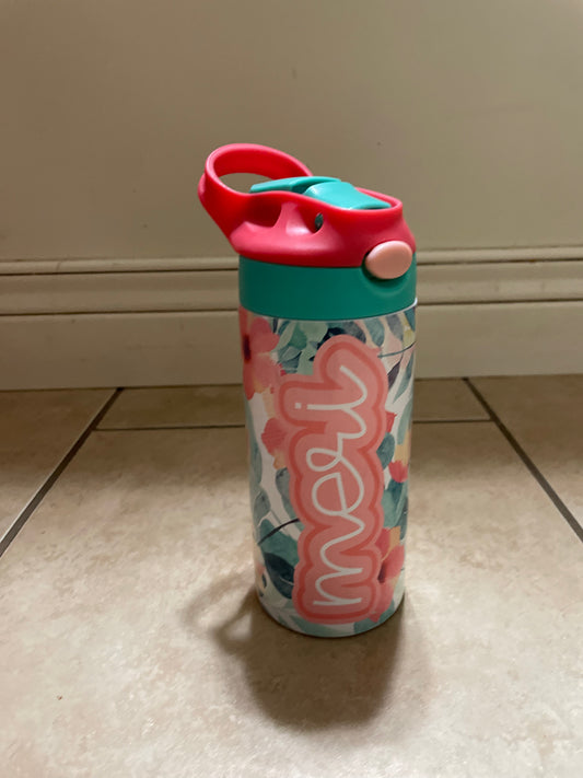 12 oz Flip Top Cup Pink and Blue Floral