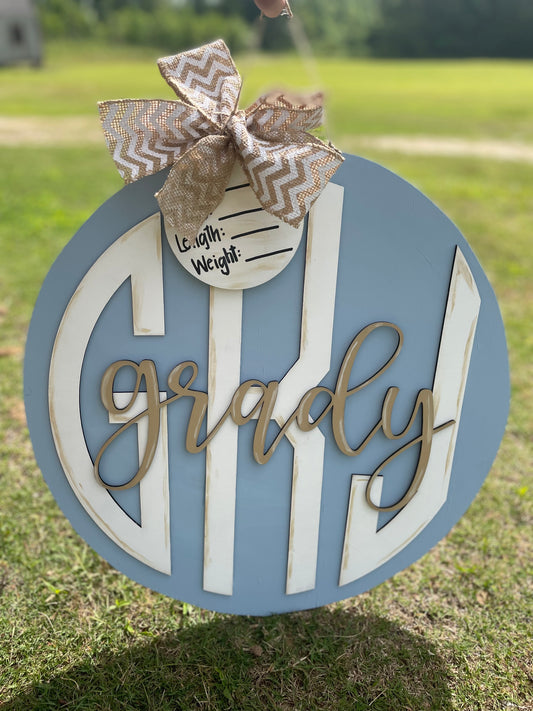 Baby Circle Announcement Door Hanger